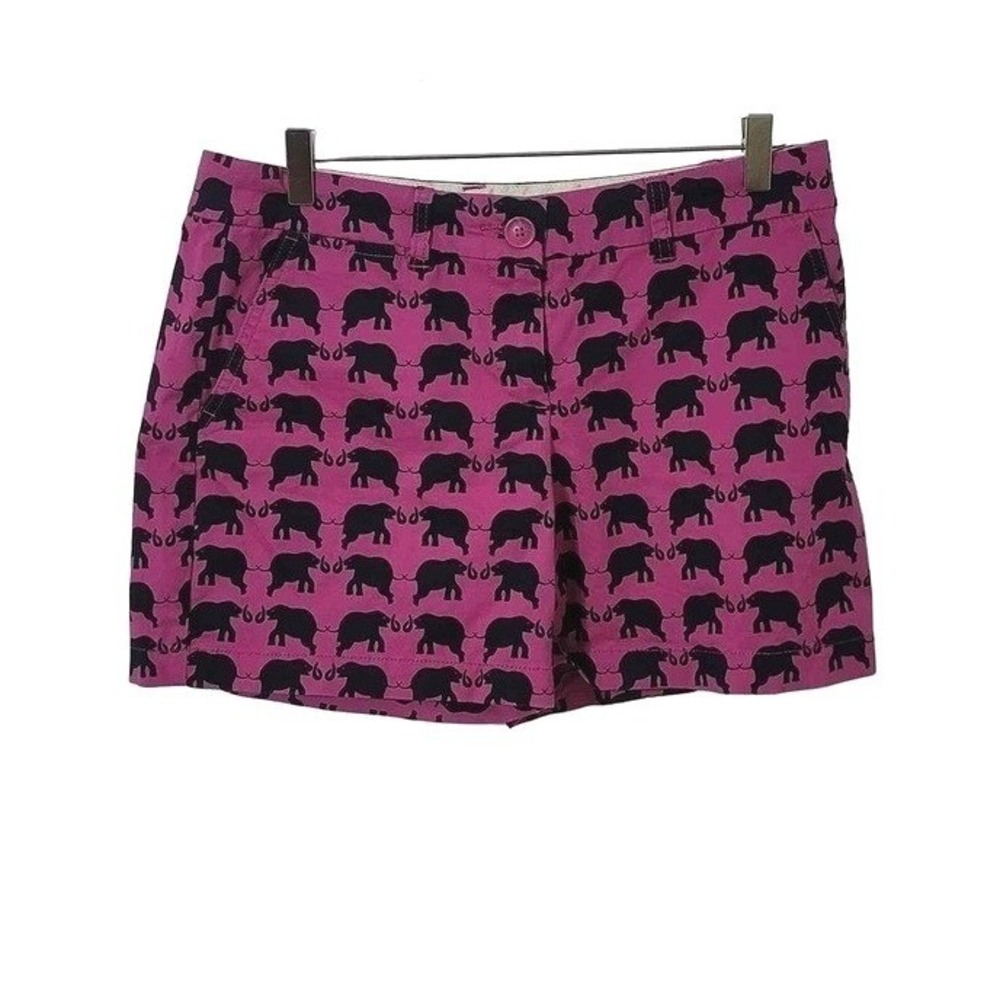 Crown & Ivy Twill Chino Flat‎ Front Shorts Pink Blue Elephant Animal Preppy 6